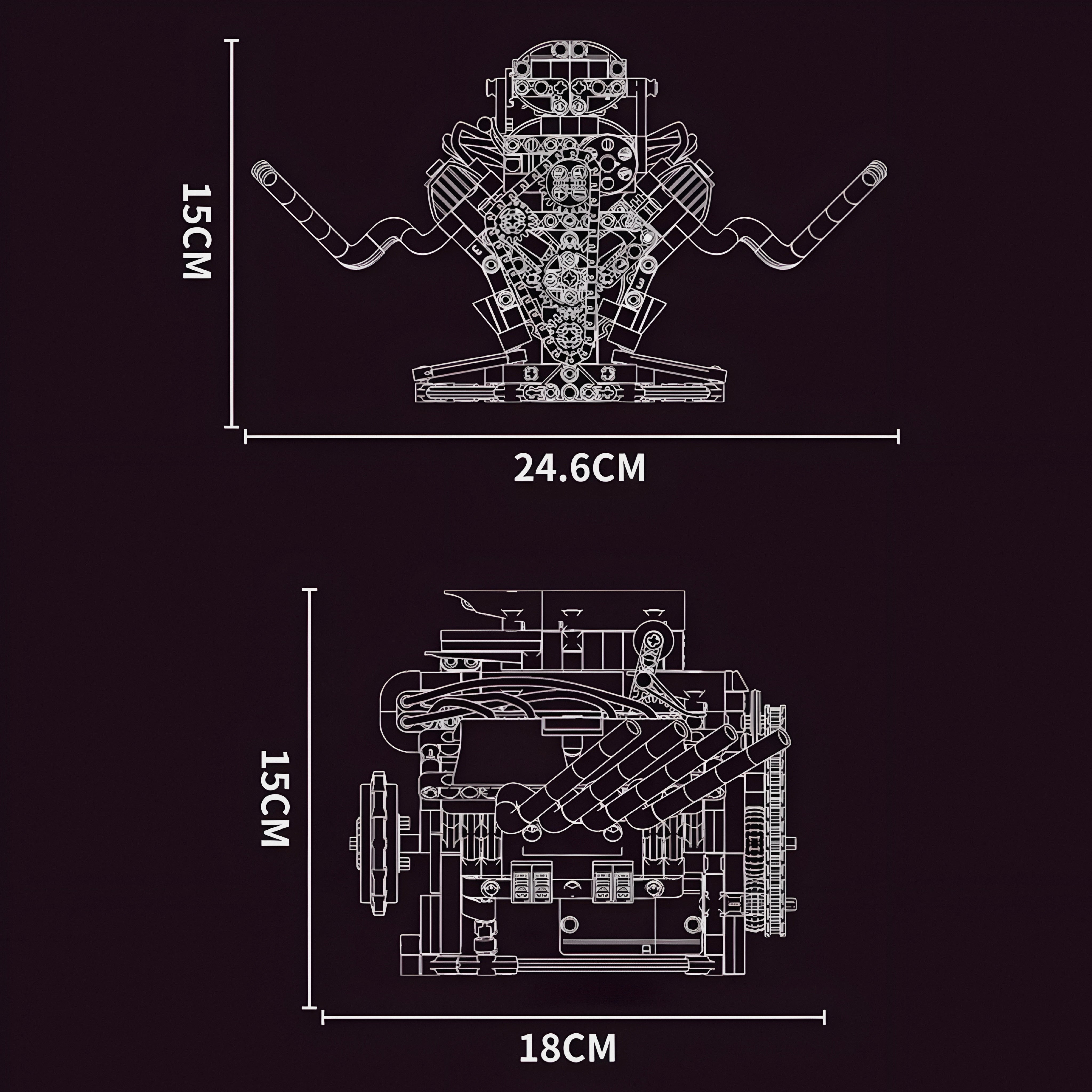 MOTORISED HOT ROD V8 ENGINE | 662PCS